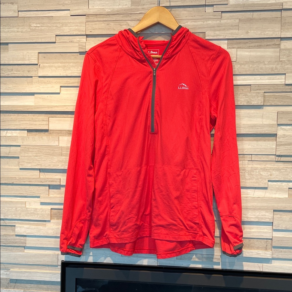 L.L. Bean Vibrant Peach/pink Quarter-Zip Hoodie, size L, great condition